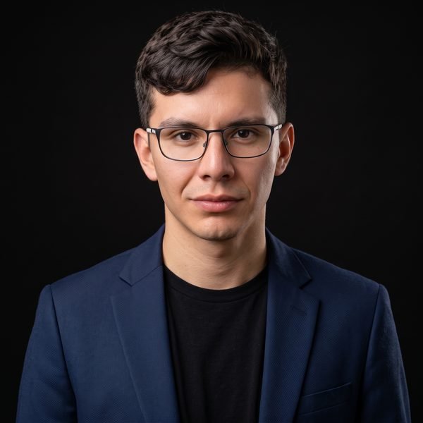 Justin Arenas, retrato de estudio sobre fondo negro