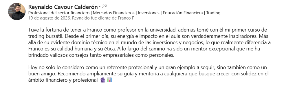 Recomendación de Reynaldo Cavour Calderón a Franco Salazar Dörr en LinkedIn